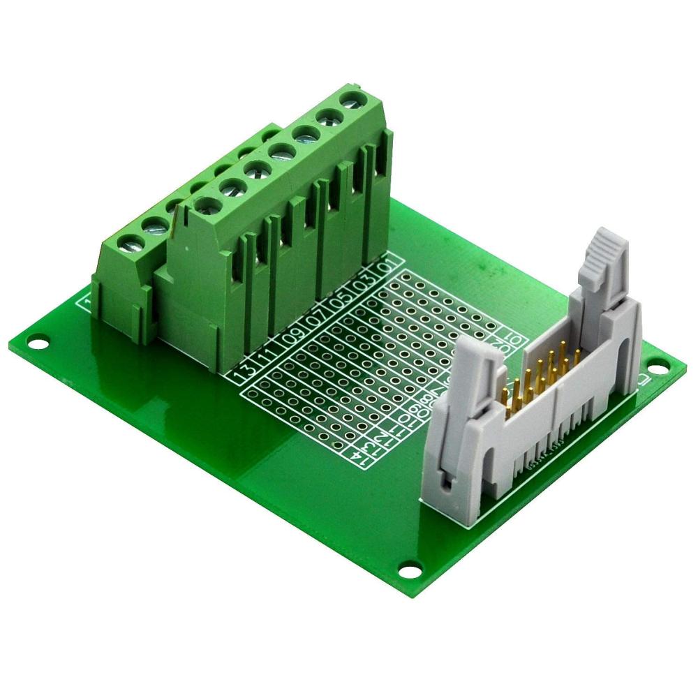CZH-LABS IDC-14 Male Header Connector Breakout Board Module, IDC Pitch 0.1", Terminal Block Pitch 0.2"