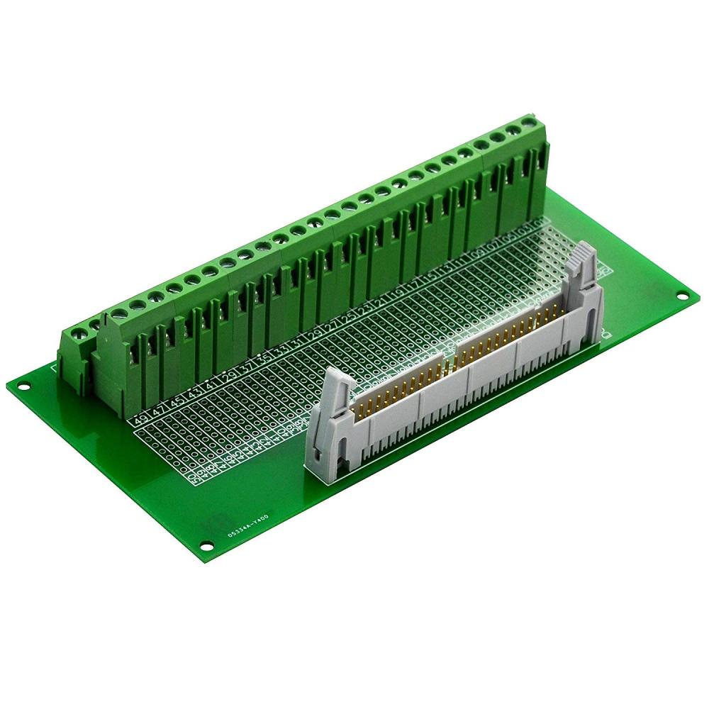 CZH-LABS IDC-50 Male Header Connector Breakout Board Module, IDC Pitch 0.1", Terminal Block Pitch 0.2"