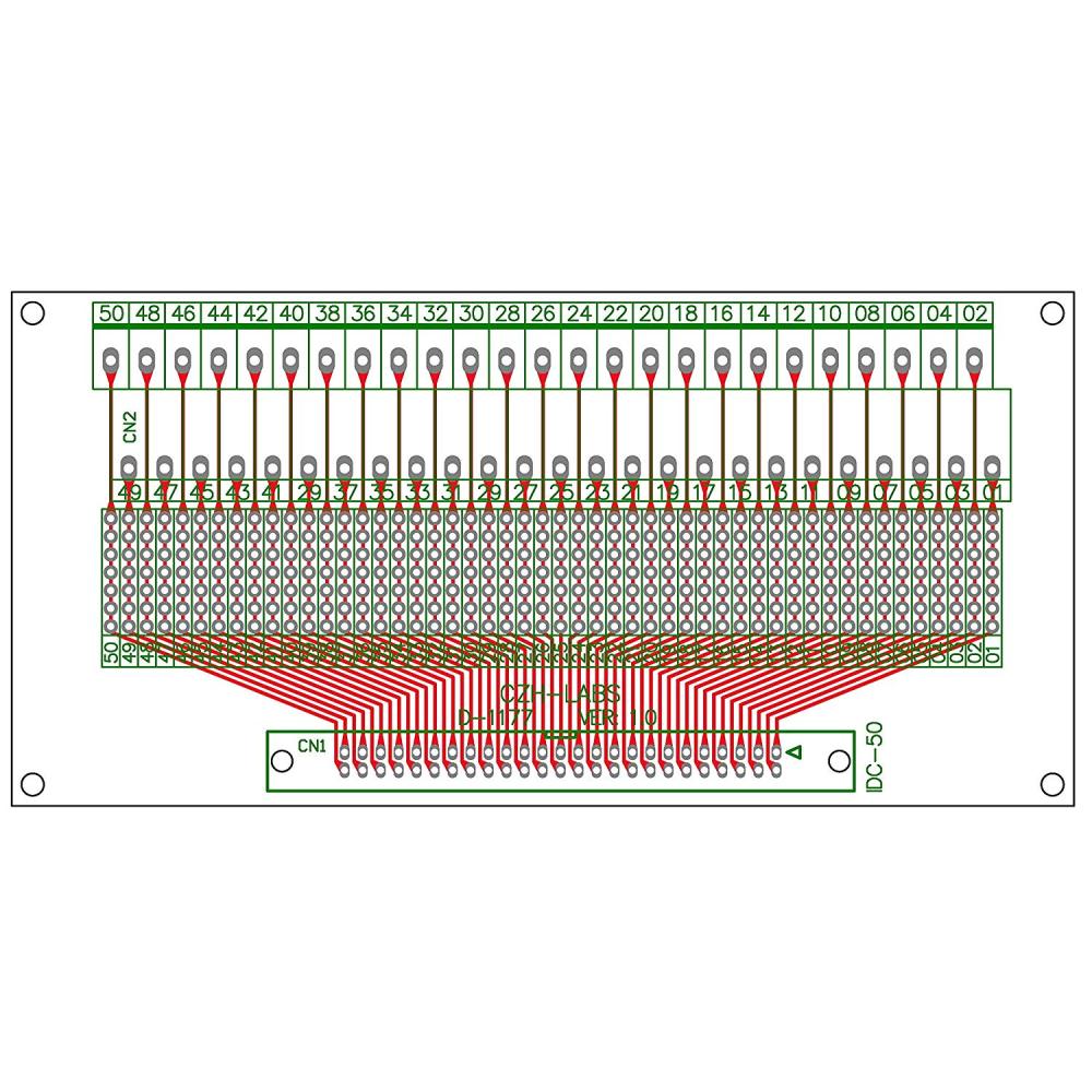 CZH-LABS IDC-50 Male Header Connector Breakout Board Module, IDC Pitch 0.1", Terminal Block Pitch 0.2"