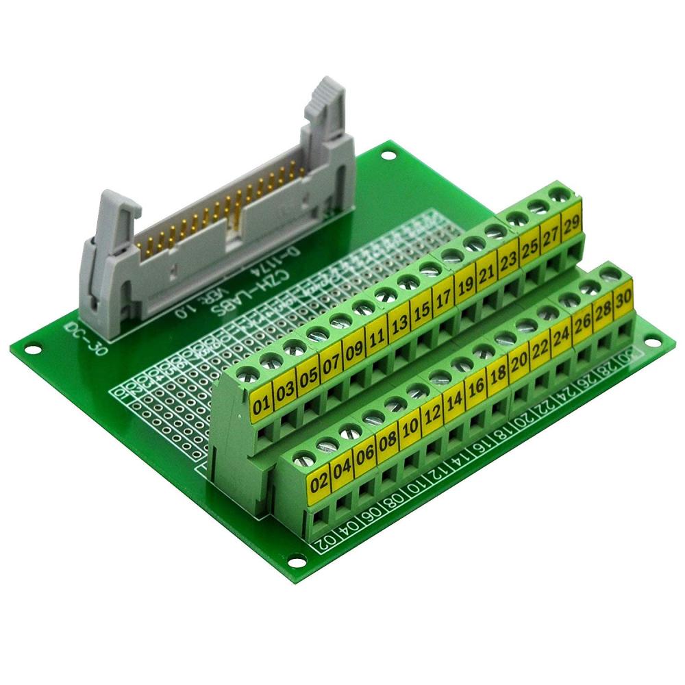 CZH-LABS IDC-30 Male Header Connector Breakout Board Module, IDC Pitch 0.1", Terminal Block Pitch 0.2"