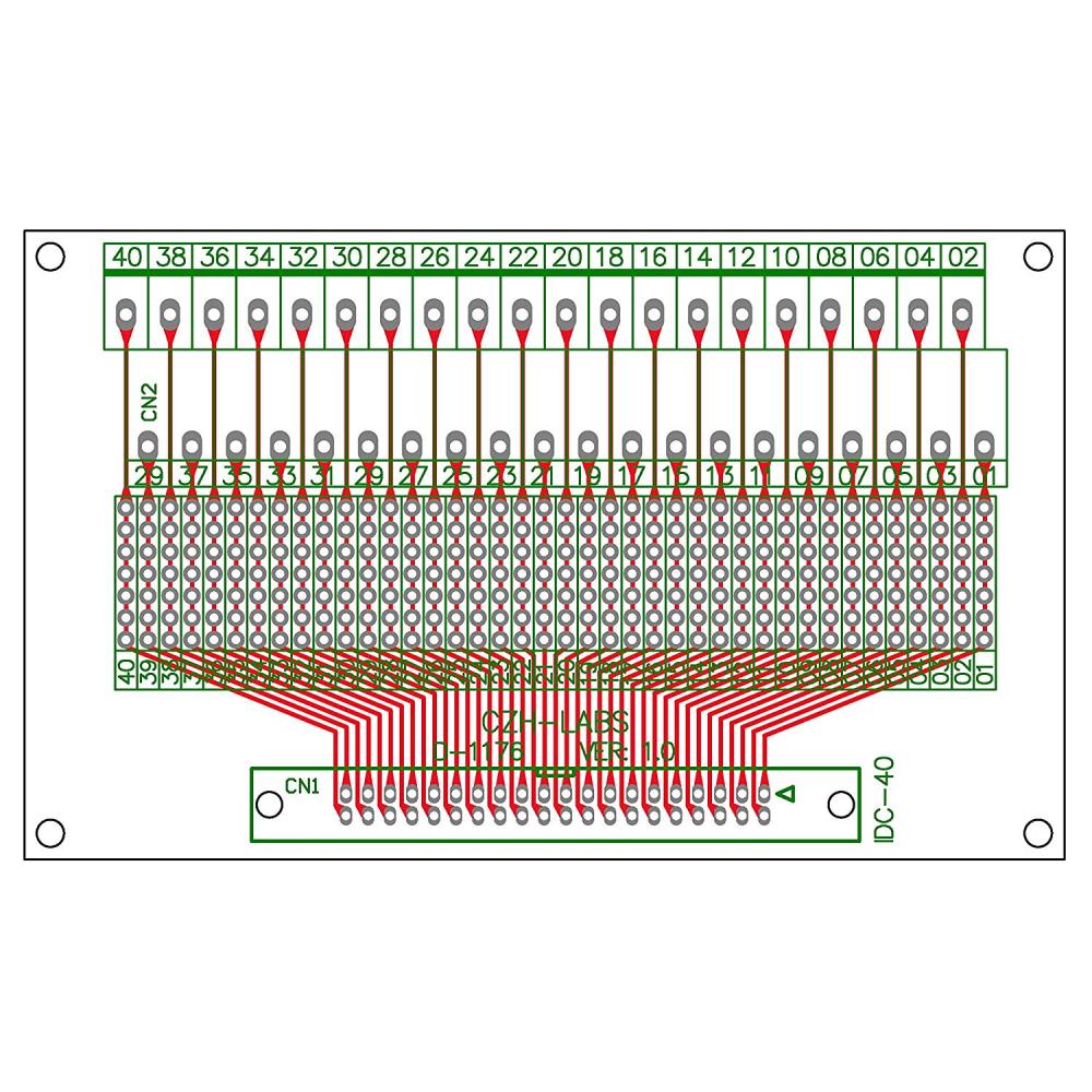 CZH-LABS IDC-40 Male Header Connector Breakout Board Module, IDC Pitch 0.1", Terminal Block Pitch 0.2"