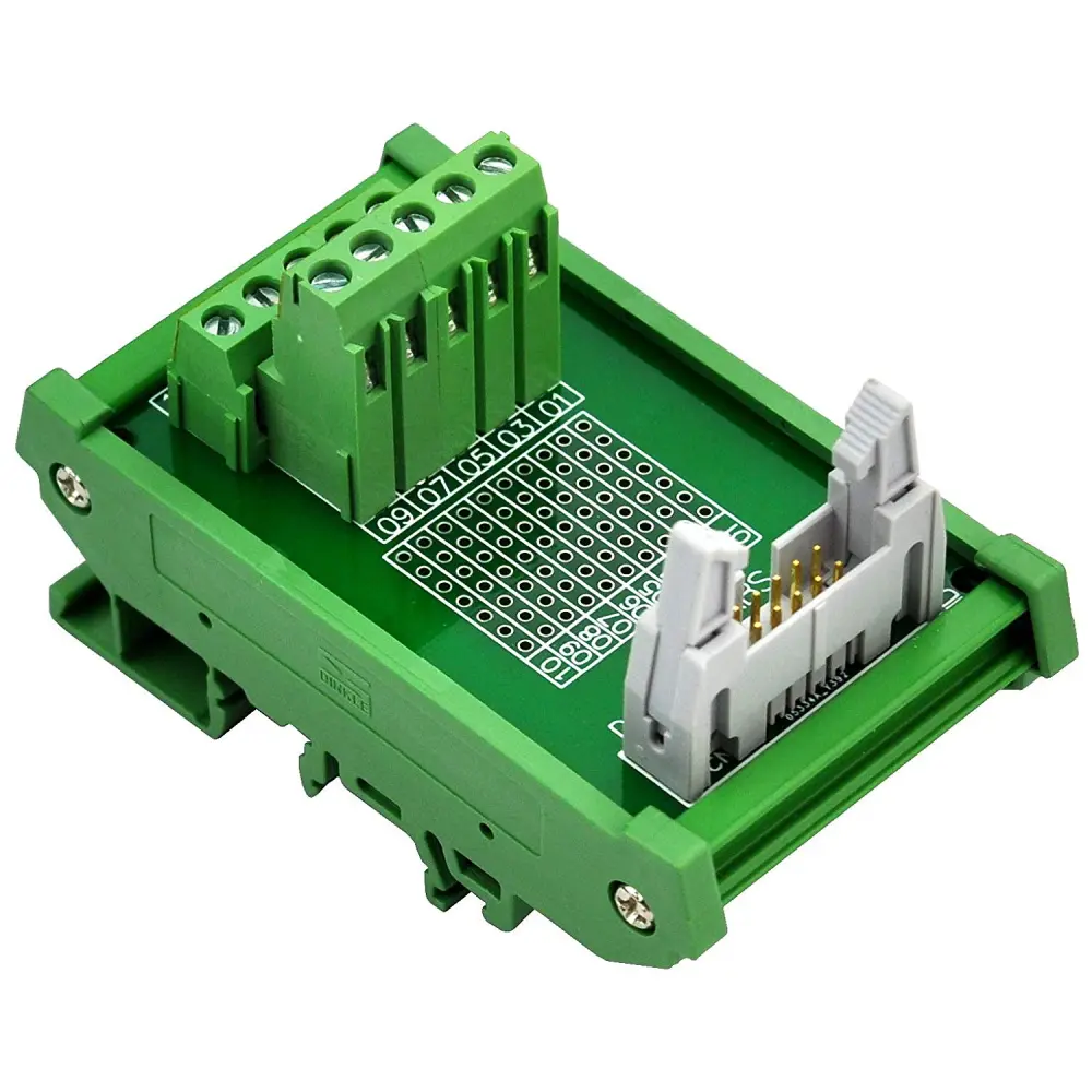 CZH-LABS DIN Rail Mount IDC-10 Male Header Connector Breakout Board ...