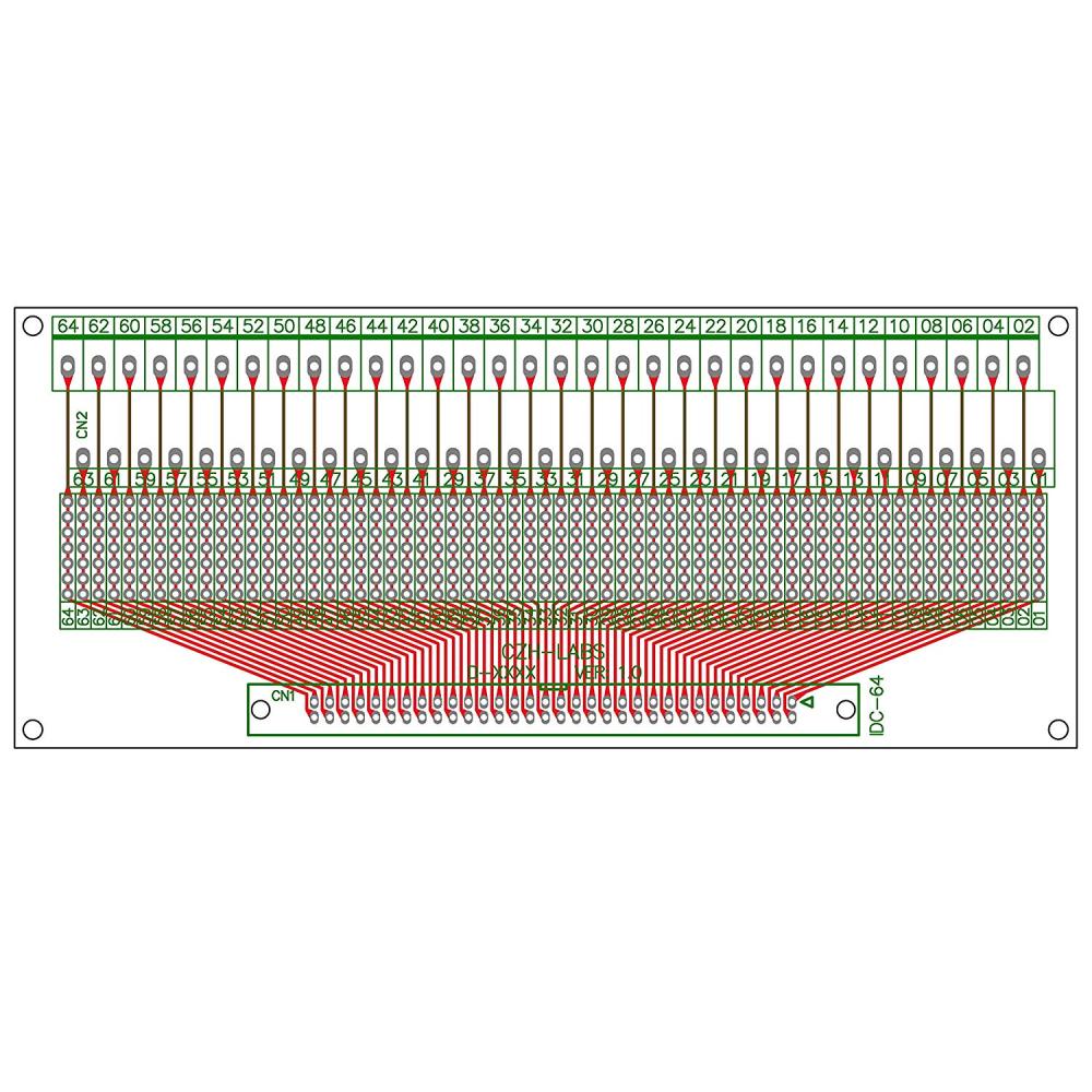 CZH-LABS IDC-64 Male Header Connector Breakout Board Module, IDC Pitch 0.1", Terminal Block Pitch 0.2"