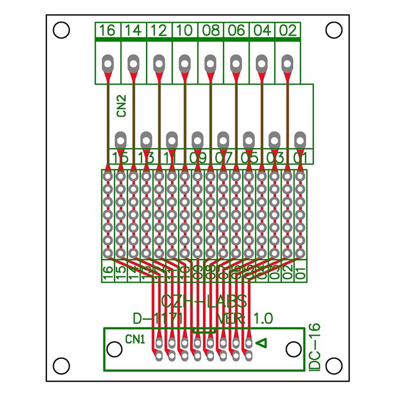 CZH-LABS DIN Rail Mount IDC-16 Male Header Connector Breakout Board Interface Module, IDC Pitch 0.1", Terminal Block Pitch 0.2"