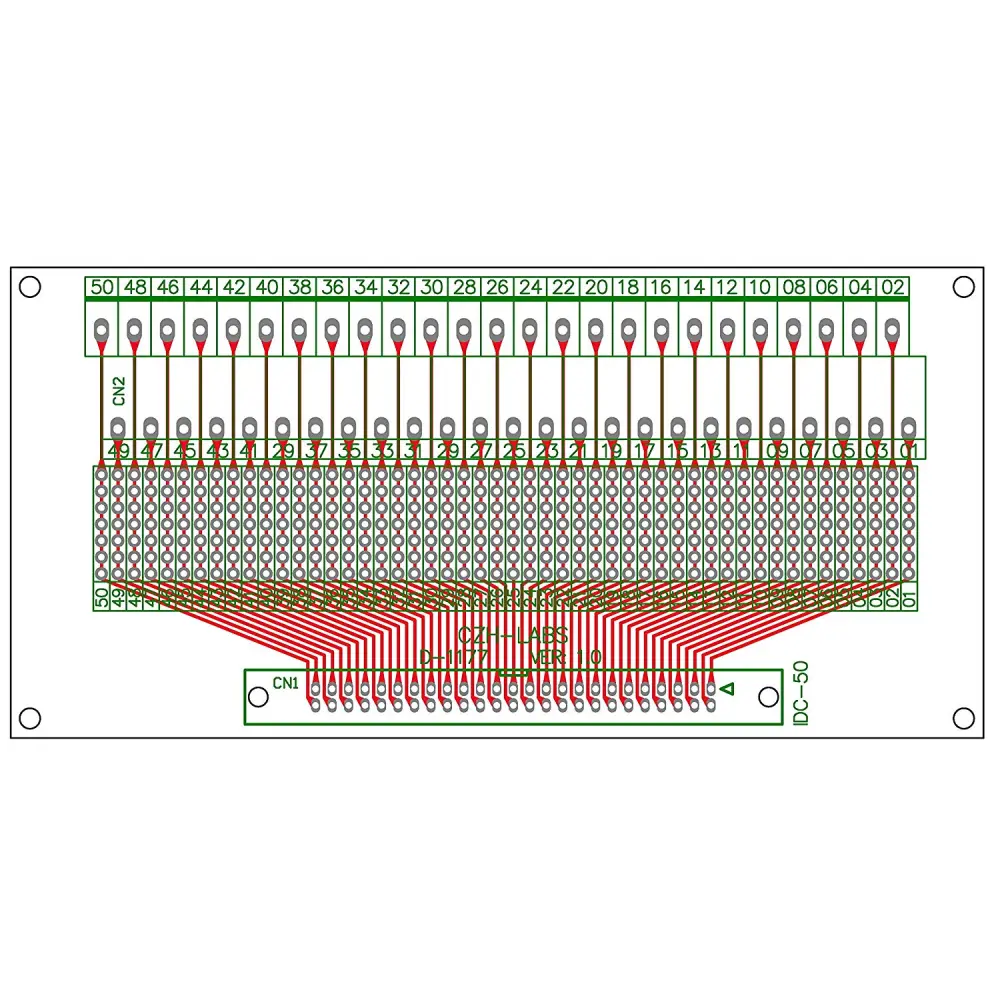 CZH-LABS DIN Rail Mount IDC-50 Male Header Connector Breakout Board ...
