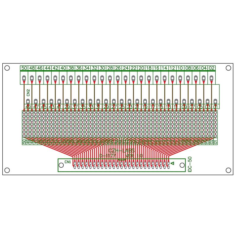 CZH-LABS DIN Rail Mount IDC-50 Male Header Connector Breakout Board Interface Module, IDC Pitch 0.1", Terminal Block Pitch 0.2"