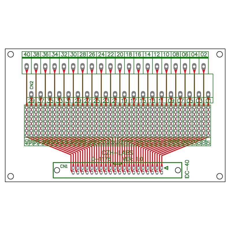 CZH-LABS DIN Rail Mount IDC-40 Male Header Connector Breakout Board Interface Module, IDC Pitch 0.1", Terminal Block Pitch 0.2"