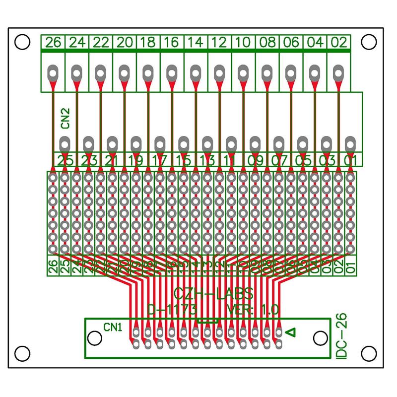 CZH-LABS DIN Rail Mount IDC-26 Male Header Connector Breakout Board Interface Module, IDC Pitch 0.1", Terminal Block Pitch 0.2"