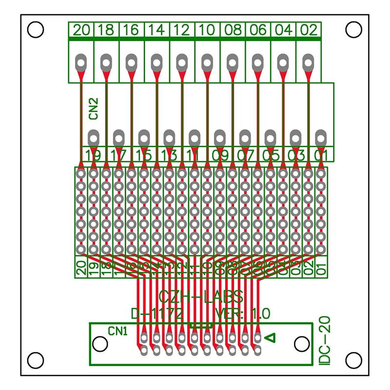CZH-LABS DIN Rail Mount IDC-20 Male Header Connector Breakout Board Interface Module, IDC Pitch 0.1", Terminal Block Pitch 0.2"
