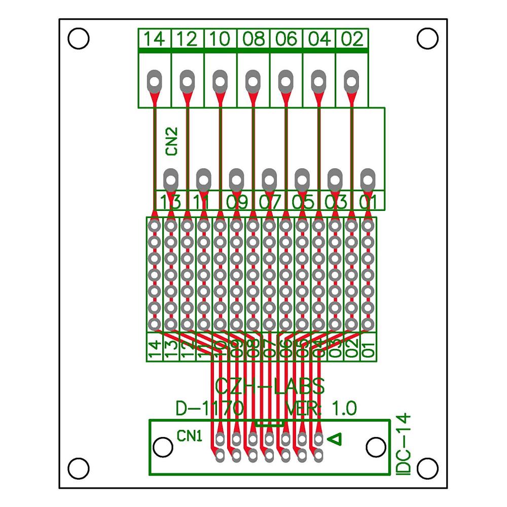 CZH-LABS DIN Rail Mount IDC-14 Male Header Connector Breakout Board Interface Module, IDC Pitch 0.1", Terminal Block Pitch 0.2"