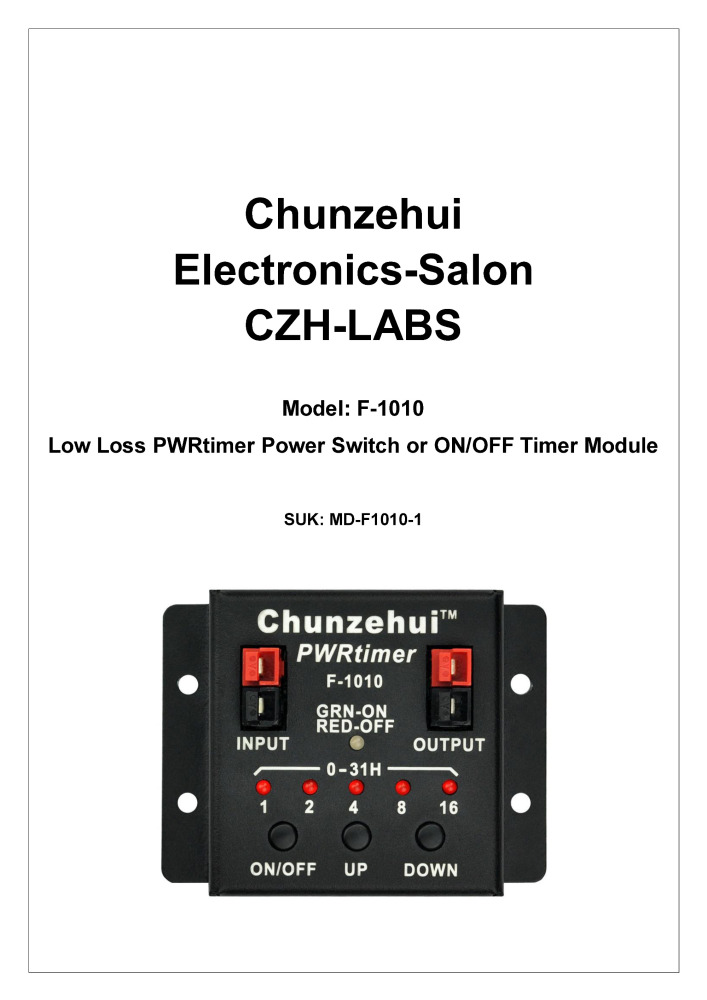 Chunzehui F-1010 Low Loss PWRtimer Power Switch ON OFF / Timer ON / Timer Off Module, Anderson Powerpole.