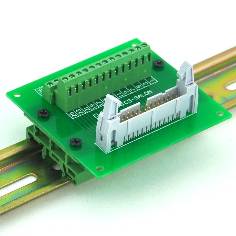 ELECTRONICS-SALON IDC26 Header Interface Module with Simple DIN Rail Mounting feet.