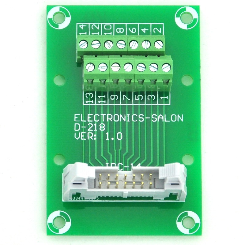ELECTRONICS-SALON IDC14 Header Interface Module with Simple DIN Rail Mounting feet.
