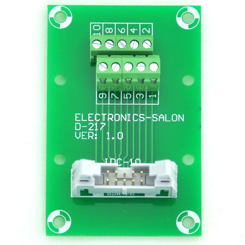 ELECTRONICS-SALON IDC10 Header Interface Module with Simple DIN Rail Mounting feet.