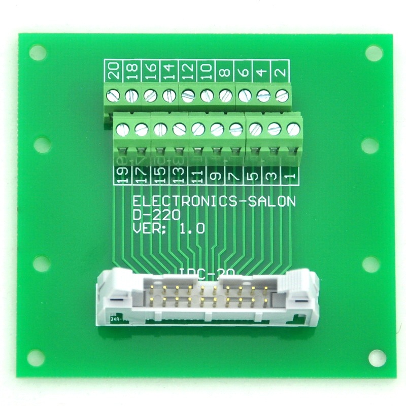 ELECTRONICS-SALON IDC20 Header Interface Module with Simple DIN Rail Mounting feet.