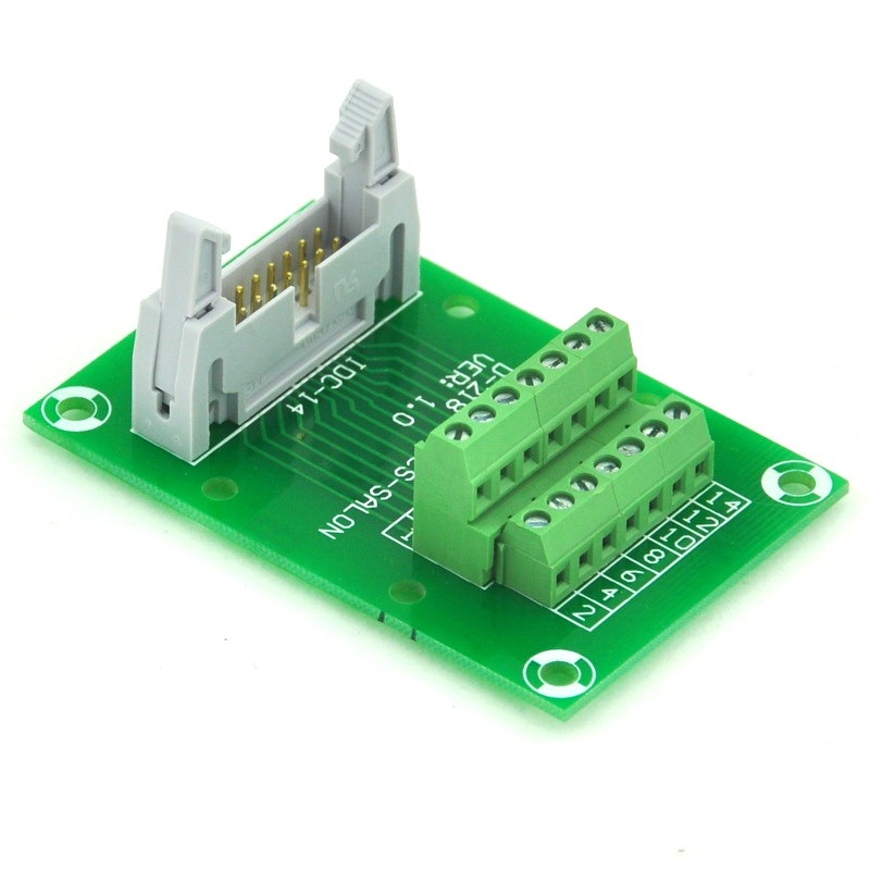 ELECTRONICS-SALON IDC14 2x7 Pins 0.1" Male Header Breakout Board, Terminal Block, Connector.