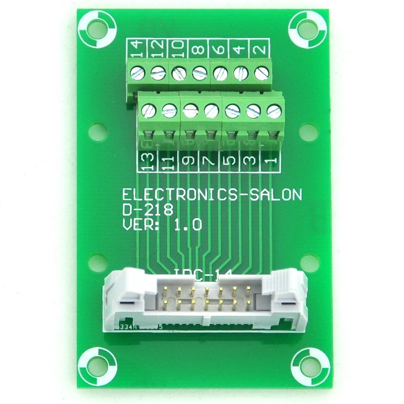 ELECTRONICS-SALON IDC-14 DIN Rail Mounted Interface Module, Breakout Board, Terminal Block.
