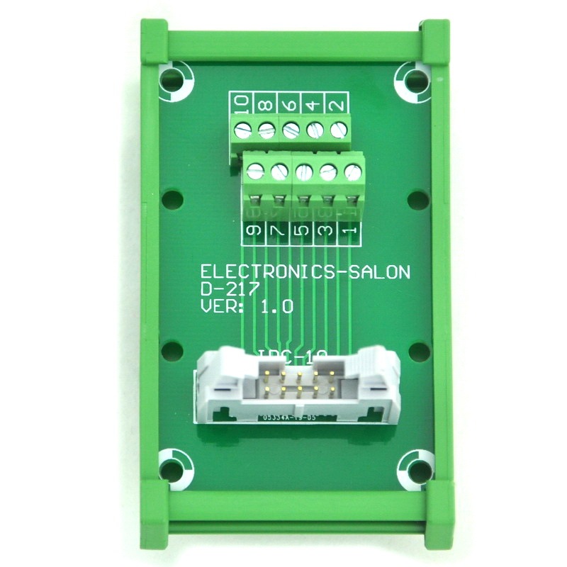 ELECTRONICS-SALON IDC-10 DIN Rail Mounted Interface Module, Breakout Board, Terminal Block.