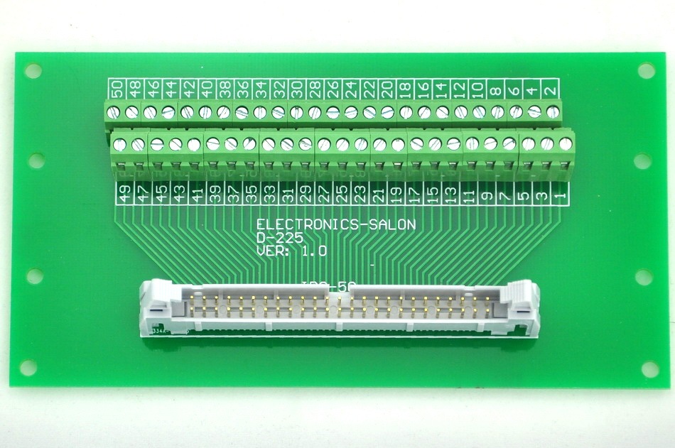 ELECTRONICS-SALON IDC50 2x25 Pins 0.1" Male Header Breakout Board, Terminal Block, Connector.
