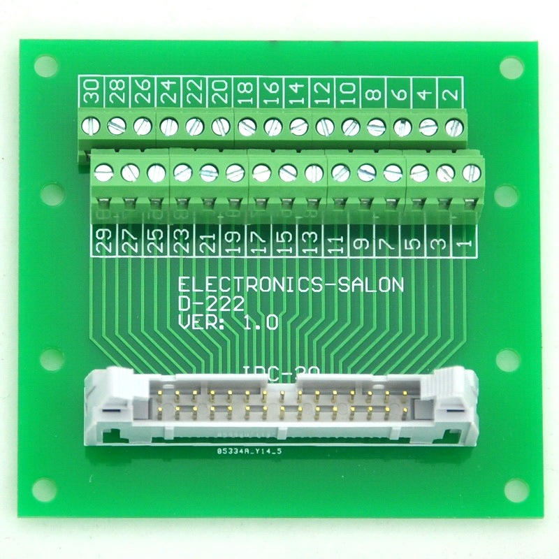 ELECTRONICS-SALON IDC30 Header Interface Module with Simple DIN Rail Mounting feet.