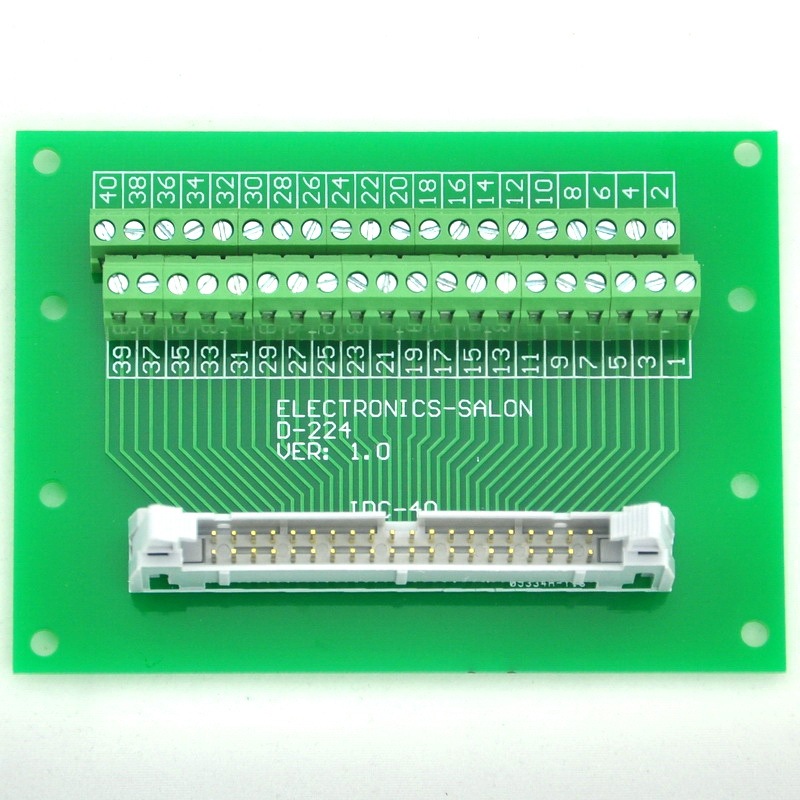 ELECTRONICS-SALON IDC40 2x20 Pins 0.1" Male Header Breakout Board, Terminal Block, Connector.