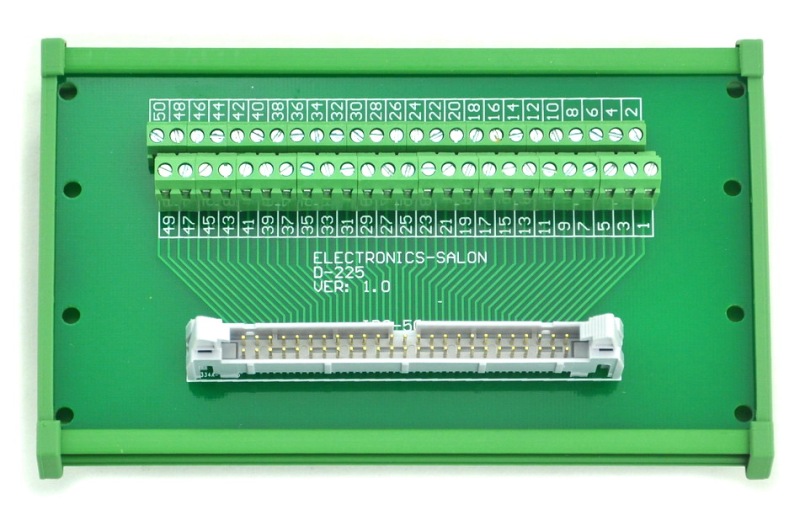 ELECTRONICS-SALON IDC-50 DIN Rail Mounted Interface Module, Breakout Board, Terminal Block.