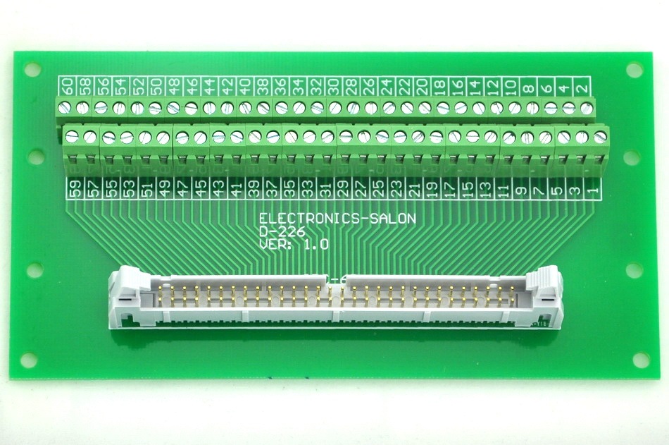 ELECTRONICS-SALON IDC-60 DIN Rail Mounted Interface Module, Breakout Board, Terminal Block.