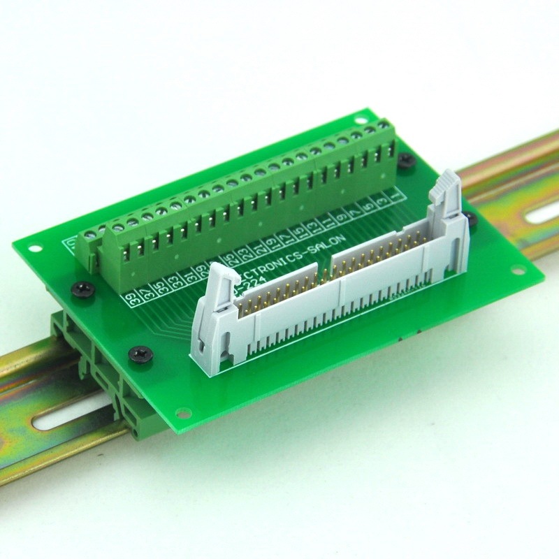 ELECTRONICS-SALON IDC40 Header Interface Module with Simple DIN Rail Mounting feet.