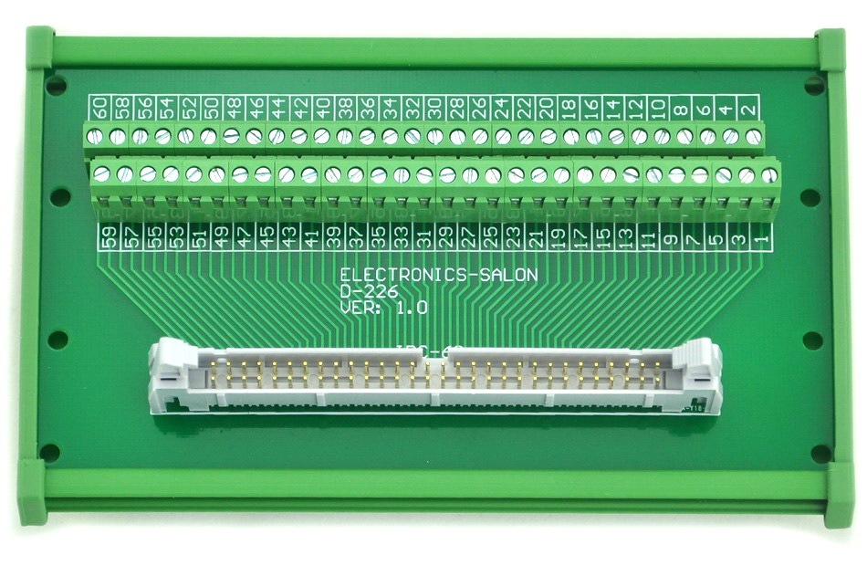 ELECTRONICS-SALON IDC-60 DIN Rail Mounted Interface Module, Breakout Board, Terminal Block.