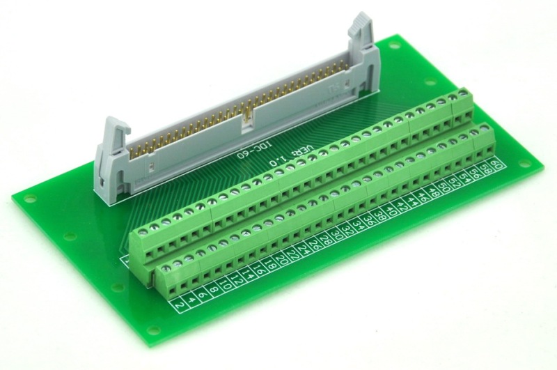 ELECTRONICS-SALON IDC60 2x30 Pins 0.1" Male Header Breakout Board, Terminal Block, Connector.