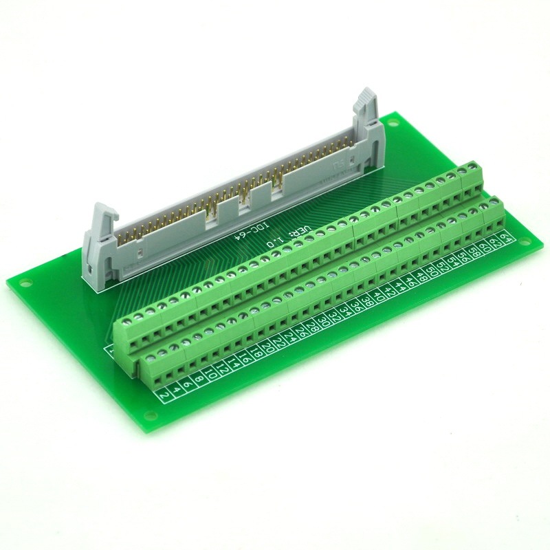 ELECTRONICS-SALON IDC64 2x32 Pins 0.1" Male Header Breakout Board, Terminal Block, Connector.