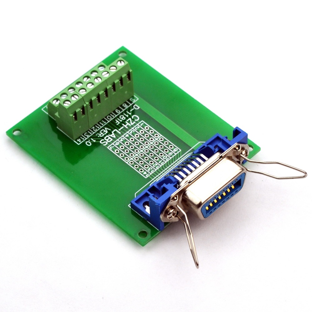 CZH-LABS 14-Pin 0.085" Centronics Female Ribbon Connector Screw Terminal Block Breakout Board.