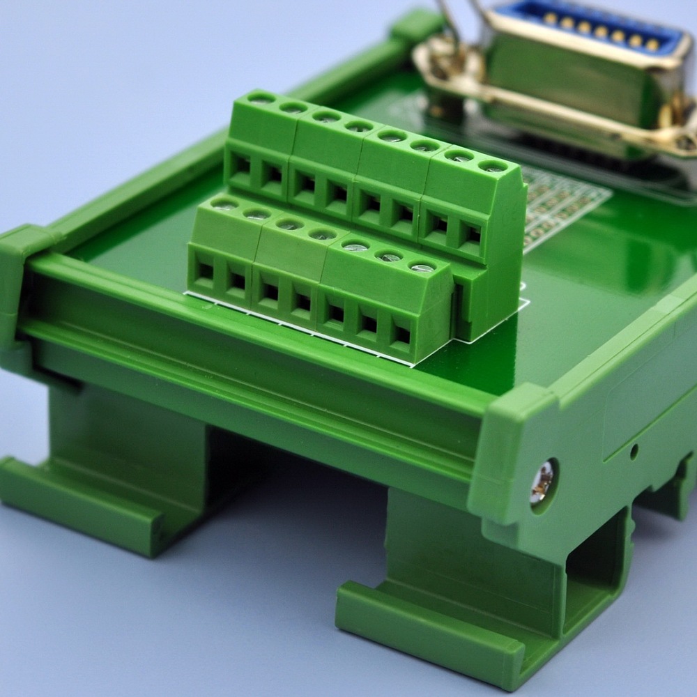 CZH-LABS DIN Rail Mount 14-Pin 0.085" Centronics Female Ribbon Connector Interface Module, Screw Terminal Block Breakout Board.