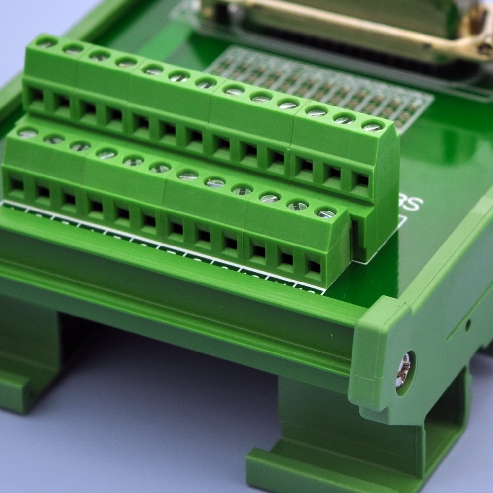 CZH-LABS DIN Rail Mount 24-Pin 0.085" Centronics Female Ribbon Connector Interface Module, Screw Terminal Block Breakout Board.