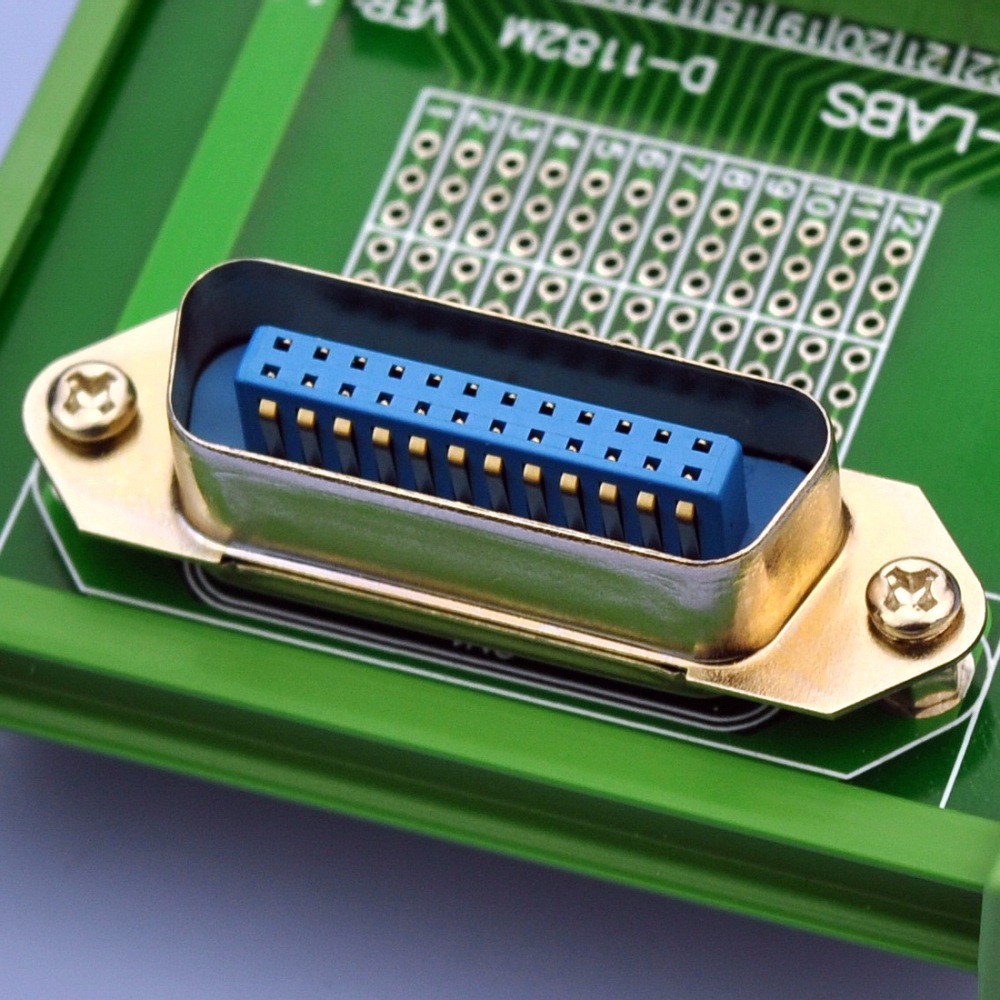 CZH-LABS DIN Rail Mount 24-Pin 0.085" Centronics Male Ribbon Connector Interface Module, Screw Terminal Block Breakout Board.