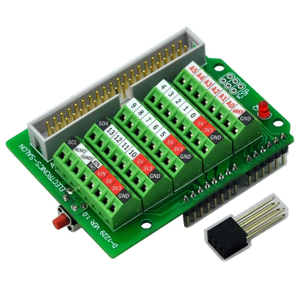ELECTRONICS-SALON Arduino Screw Terminal Block Breakout Module, for Arduino UNO R3.