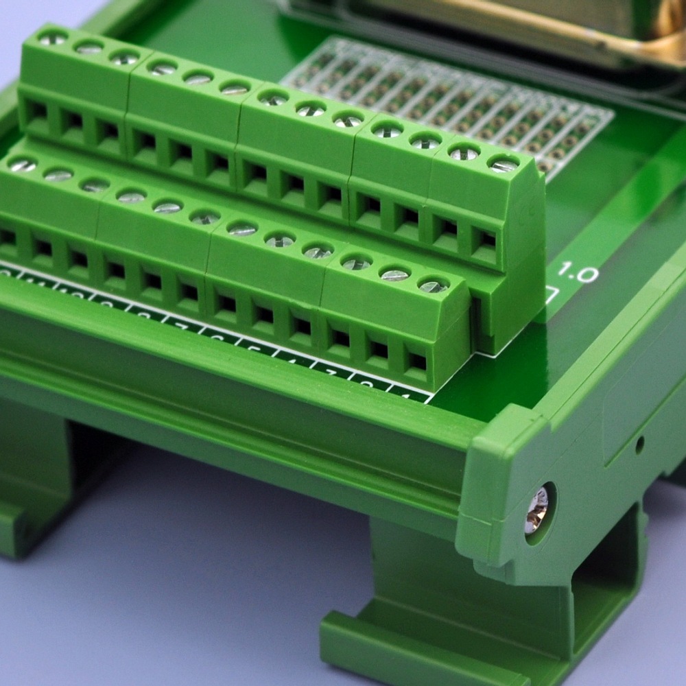 CZH-LABS DIN Rail Mount 24-Pin 0.085" Centronics Male Ribbon Connector Interface Module, Screw Terminal Block Breakout Board.