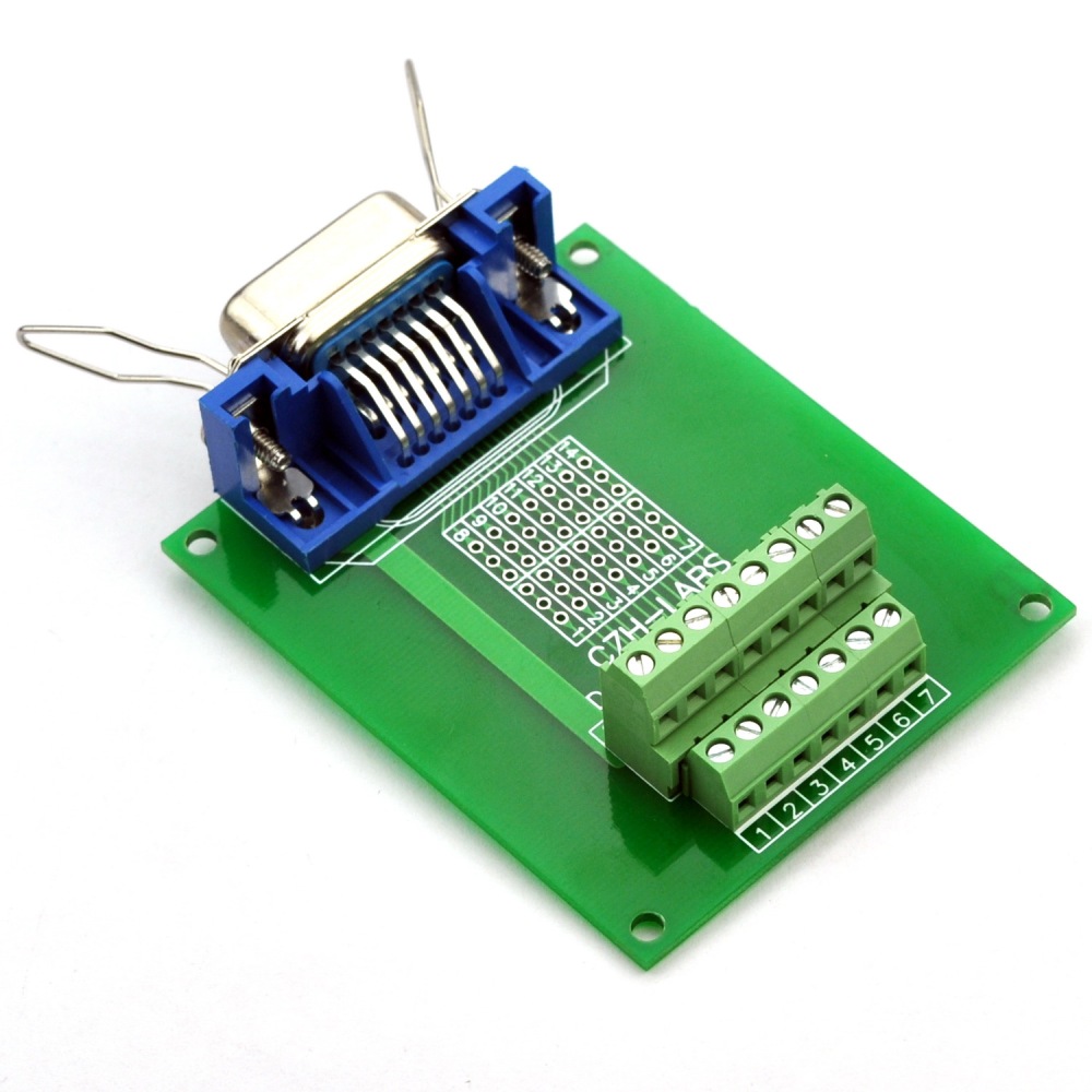 CZH-LABS 14-Pin 0.085" Centronics Female Ribbon Connector Screw Terminal Block Breakout Board.