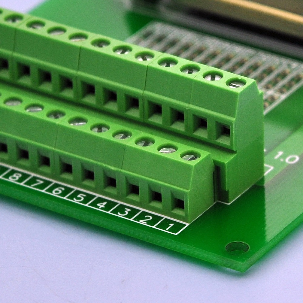 CZH-LABS 24-Pin 0.085" Centronics Vertical Male Ribbon Connector Screw Terminal Block Breakout Board.