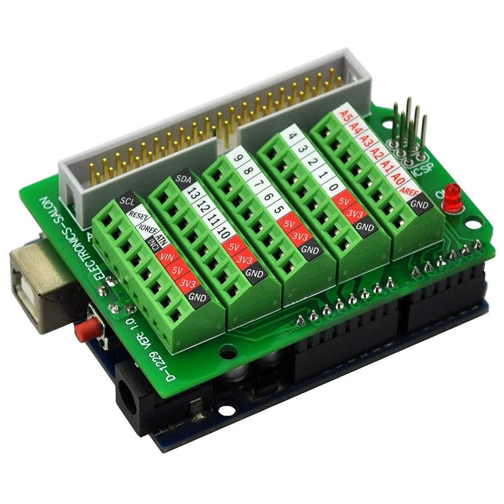 ELECTRONICS-SALON Arduino Screw Terminal Block Breakout Module, for Arduino UNO R3.