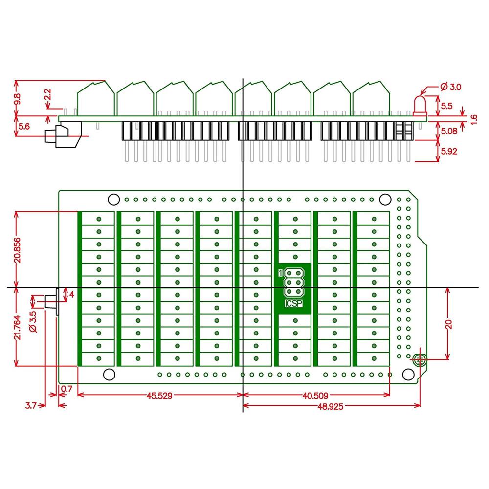 ELECTRONICS-SALON Screw Terminal Block Breakout Module, for Arduino MEGA-2560 R3.