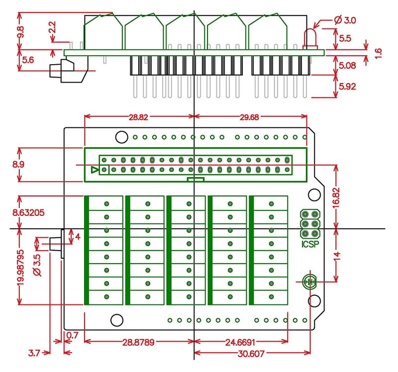 ELECTRONICS-SALON Arduino Screw Terminal Block Breakout Module, for Arduino UNO R3.