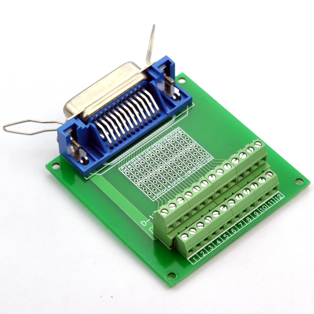 CZH-LABS 24-Pin 0.085" Centronics Female Ribbon Connector Screw Terminal Block Breakout Board.