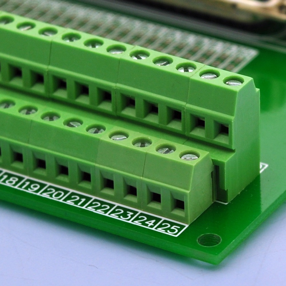 CZH-LABS 50-Pin 0.085" Centronics Vertical Female Ribbon Connector Screw Terminal Block Breakout Board.