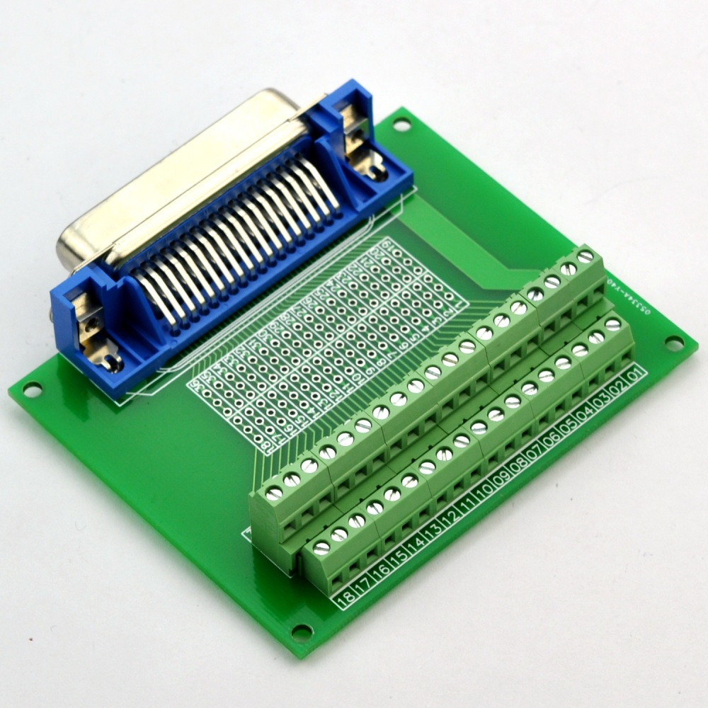 CZH-LABS 36-Pin 0.085" Centronics Male Ribbon Connector Screw Terminal Block Breakout Board.