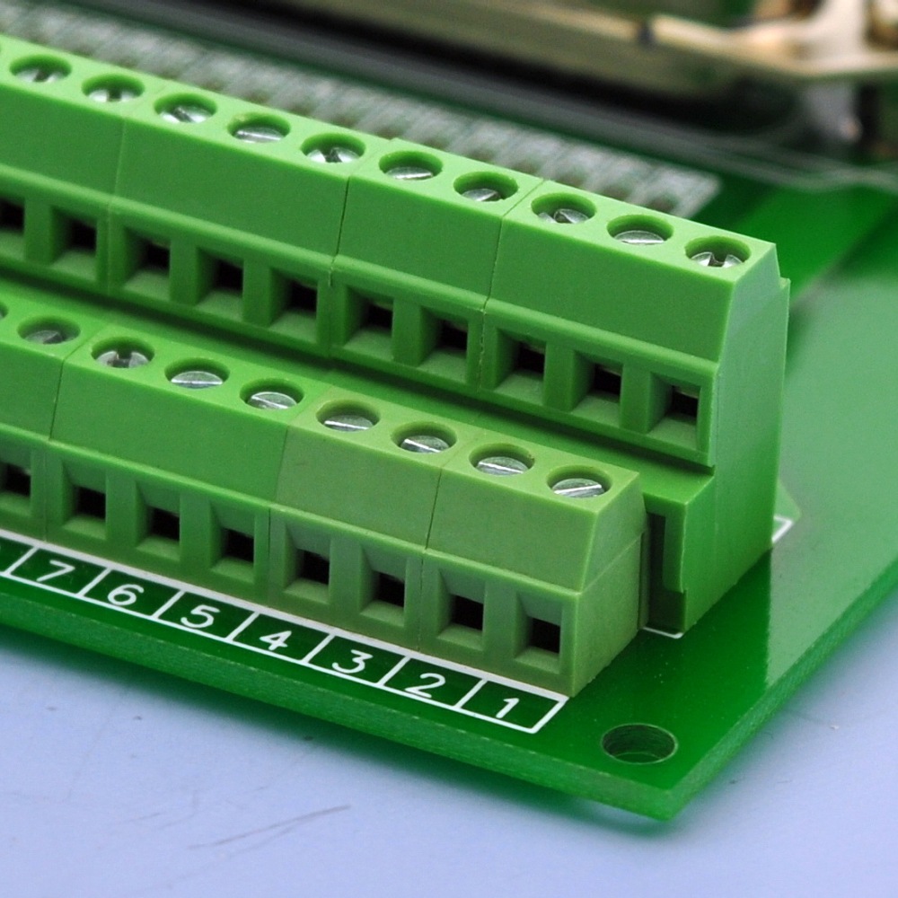 CZH-LABS 50-Pin 0.085" Centronics Vertical Male Ribbon Connector Screw Terminal Block Breakout Board.
