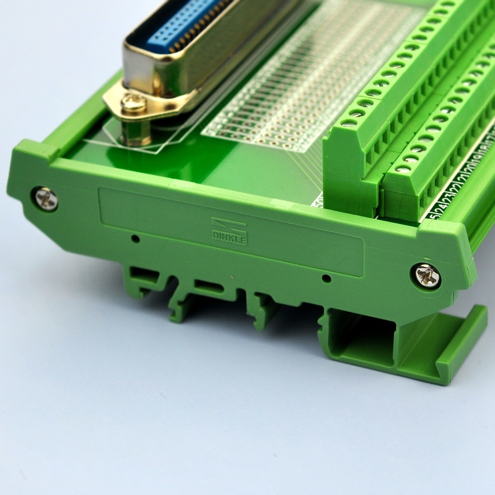 CZH-LABS DIN Rail Mount 50-Pin 0.085" Centronics Male Ribbon Connector Interface Module, Screw Terminal Block Breakout Board