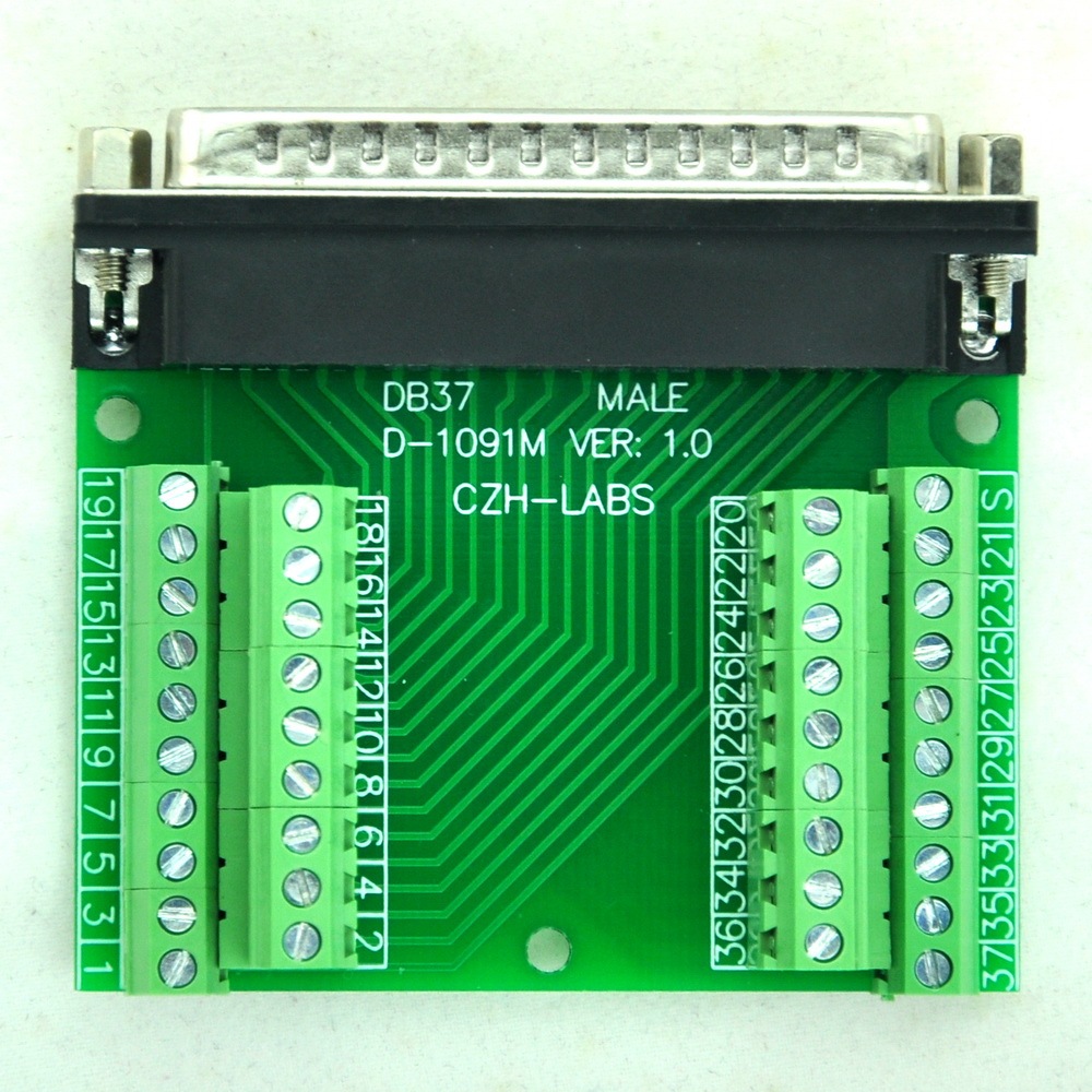 CZH-LABS Slim Right Angle D'SUB DB37 Male Header Breakout Board Module, D-SUB.