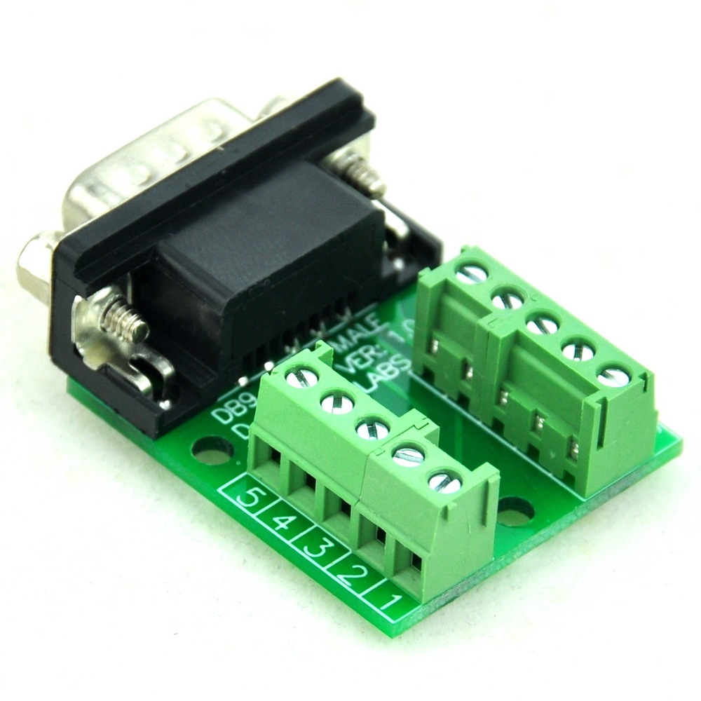 CZH-LABS Slim Right Angle D'SUB DB9 Male Header Breakout Board Module, D-SUB.