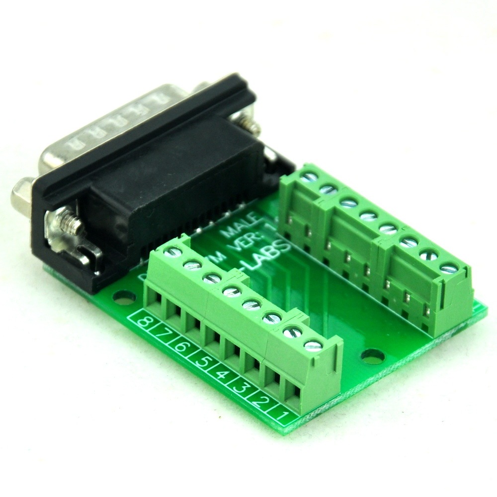 CZH-LABS Slim Right Angle D'SUB DB15 Male Header Breakout Board Module, D-SUB.